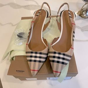 Burberry Canvas sling back heels